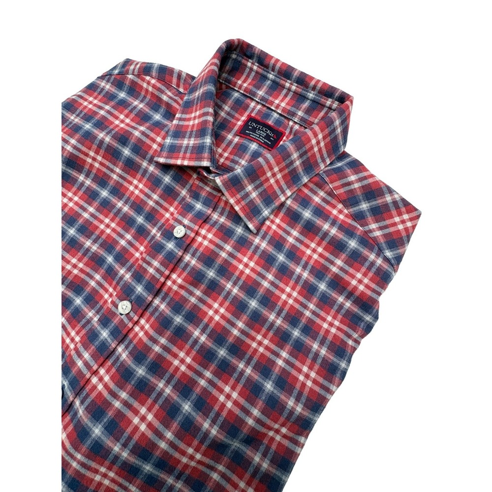 UNTUCKit Radda Shirt Mens LT Slim Flannel Red Plaid Long Sleeve Button Up